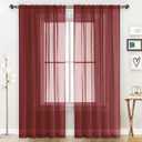 SpaceDresser Basic Rod Pocket Sheer Voile Window Curtain Panels Burgundy 1 Pair 2 Panels 52 Width 96 Inch Long for Kitchen Bedroom Children Living Room Yard(Burgundy,52 W x 96 L)