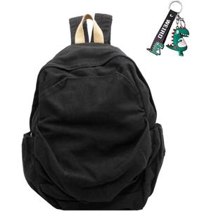Lightweight Travel Canvas Backpack Vintage Casual Daypack YK2 Fashion Backpack Multipurpose Adjustable Shoulder Straps Backpack Travel Work Fits Canvas Backpack (Black)