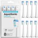AquaSonic Genuine Proflex Replacement Brush Heads | ADA Accepted | for Whiter Teeth & Gum Care | Compatible with Many AquaSonic Toothbrush Handles (8 Pack White)