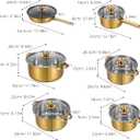 CALLARON Stainless Steel Cookware Set, 6 Piece Pots and Pans Set, Nonstick Cooking Utensils, Stockpots & Saucepans with Lids, Includes Saucepan & Stockpot for Everyday Home Use, Gold, 44.50X24.00X5.50CM