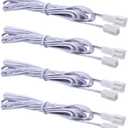 Flexible Extendable Cables for AIBOO LED Under Cabinet Lighting Kit White Cord 60 inch Extension Cords (2-pin White Cords, 4 Packs)