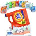 TidyFriend Liquid Laundry Detergent Holder Stand with Drip Tray & Rubber-Grip Feet, Stand for Laundry Room Organization and Storage, Fabric Softener Dispenser with Cup Holder for Easy Pouring (White)