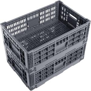 Generic Collapsible Storage Crate, 52 Liter Heavy Duty Plastic Storage Box, Milk Crates Heavy Duty Transit Storage, Gray (2) Generic Collapsible Storage Crate, 52 Liter Heavy Duty Plastic Storage Box, Milk Crates Heavy Duty Transit Storage, Gray (2)