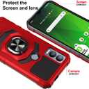 6 x Compatible for Cricket Magic 5G Case, AT&T Propel 5G Case with Tempered Glass Screen Protector,Ring Kickstand,Military Grade Heavy Duty Shockproof Protective Cover (Red)