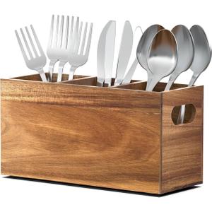 Silverware holder, Acacia Wooden silverware organizer, Utensil holder for party, Utensil holder for party for Countertop Spoon and Fork Holder Flatware Utensils Caddy for Party-1pc