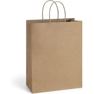 BagDream 10x5x13 25Pcs Gift Bags Brown Kraft Paper With Handles - Bulk Shopping, Merchandise Retail, Wedding Party Favor Sacks - 100% Recycled Paper