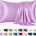 Silk Like Satin Pillowcase King Size, Lavender Smooth and Cooling Satin-Silk Pillow Cases for Hair and Skin with Envelope Closure, Gift for Women Men, 2 Pack (20x36, Lavender)