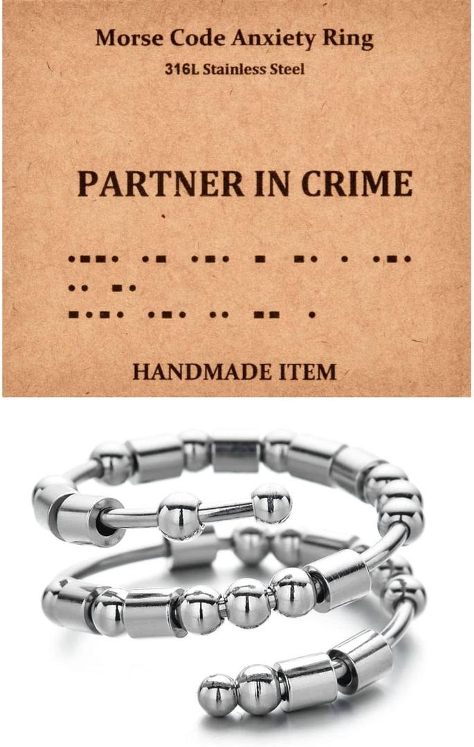 Morse Code Rings for Women, Stainless Steel Spinner Ring Fidget Rings for Anxiety Ring Morse Code Rings Inspirational Gifts Jewelry Women Birthday Graduation Gifts for Her Best Friends