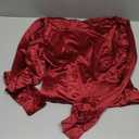 PINKMSTYLE Womens Sexy Satin Silk Plunge V Neck Puff Long Sleeve Bodysuit Going Out Outfit (Large, Burgendy)