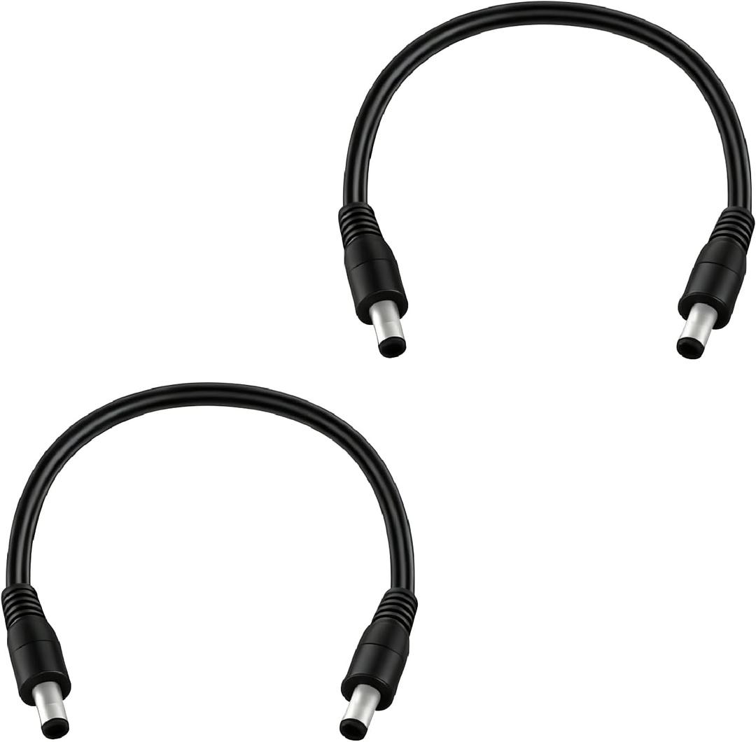 1FT 5.5mm x 2.1mm 14AWG Male to Male DC Power Extension Cord 12V/24V DC Power Cord for Outdoor Power Surveillance Cameras and Solar Panels 2pcs