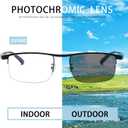 Half-frame Women's Multifocal Reading Glasses TR90 Photochromic Progressive Reader Anti-Blue Light Computer Glasses (Black)