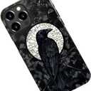 Case for iPhone 14 Pro Max,Black Crow Raven Moon Celestial Gothic Phone Case Military-Grade Drop Protection Cover for Women Girl - Glossy