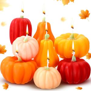 8 Pcs Pumpkin Shaped Candle Soy Scented Thanksgiving Pumpkin Tealight Candles Handmade Wax Home Party Thanksgiving Table Decor