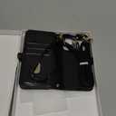 Crossbody Wallet Case for iPhone 17 Pro with Mirror, Wrist Strap, Zipper Purse Magnetic Flip, RFID Blocking Card Holder, Wireless Charging, PU Leather Shockproof 6.3" Women (Black)