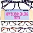 CCVOO +2.0 Clear Vision Reading Glasses for Women – 5Pack Blue Light Filtering Readers with Spring Hinges