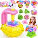 Osllate DIY Arts and Crafts for Kids Flower Toys with Lighted vase, Upgraded Unicornous Design Fabric Bouquet Craft Kits for Kids Toys for Girls Christmas Birthday for 3-12+ Year Old, Pink