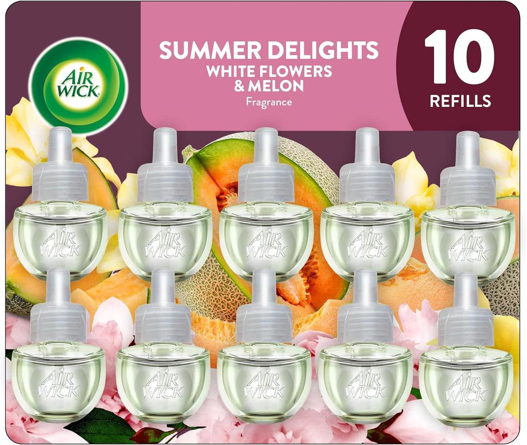 Air Wick Plug in Scented Oil Refill, 10ct, Summer Delights, Scented Oil, Air Freshener, Essential Oils, Eco Friendly (6.7 Fl Oz)