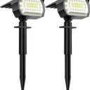 LANSOW Solar Spot Lights Outdoor, [2 Pack/76 LED] 2-in-1 Solar Landscape Spotlights, 3 Modes IP65 Waterproof Dusk to Dawn Solar Powered Flood Wall Lights for Outside Yard Garden Path(Cool White)