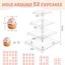 Cupcake Stand with Lights, 4 Tier Cupcake Holder, Light Up Cupcake Stand for 24 Cupcakes, Dessert Table Display Set for Weddings, Christmas, Birthday Parties (Yellow Light)