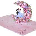 2 x Couple Dancing in the Moon Pop Up Anniversary Cards, 6x8in Wedding Anniversary Card, Valentines Day Card, 3D Romantic Gifts for Her, Him, Husband, Wife, Mom, Dad (Dancing in the Moon).