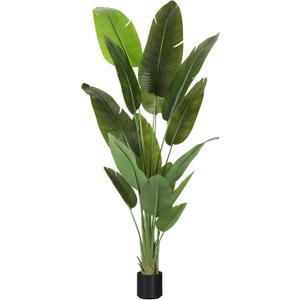 Large Artificial Trees 7.2Ft Silk Bird of Paradise Big Tall Fake Plants Faux Green Silk Floor Potted Plants for Home Living Room Office Decor Indoor Outdoor