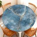 Round Fitted Tablecloth with Elastic Edge Design Table Cover Waterproof Stain-Resistant Wipeable Table Cloth Fits 45"-48" Round Tables for Camping, Picnic, Dining, Outdoor