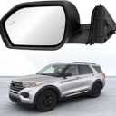 Left Driver Side Mirror Compatible With Ford Explorer 2020-2025, View Mirror With Manual Folding Power Glass Blind Spot Replace LB5Z17683AA (5Pins Black)