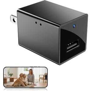 1080p HD USB Charger Camera with App Control & Motion Detection,Wireless WiFi Security Camera Phone Charger with Night Vision,Loop Recording for Office,Home,Shop,Garage,Nanny Cam Easy to Use