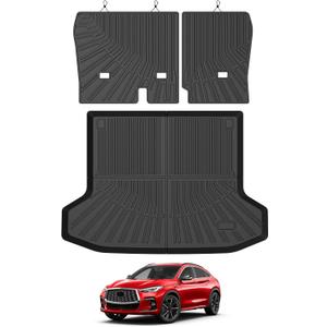Mixsuper Cargo Liner for 2019-2025 Infiniti QX50/2022-2025 QX55, All Weather Trunk Mat Backrest Mat TPE Back Seat Cover Protector for QX50 QX55 Accessories