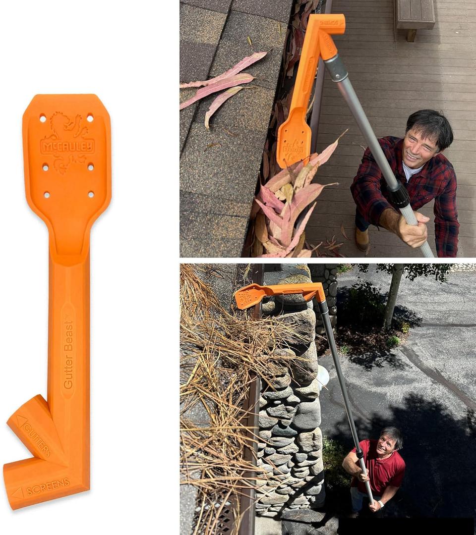 MCCAULEY Gutter Beast Gutter Cleaning from the Ground, Plus Clean from roof, and Clean Off Gutter Guards from the Ground. | One piece, no joints to set or loosen, no assembly required.