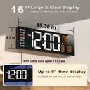 JALL 16" Large Digital Wall Mount Clock, Count Down Timer, Alarm, Big LED, RGB Color, DST, Temperature for Living Room Classroom Desk, Xmas, Birthday Gift Digital Wall Clock for Senior (White Orange)