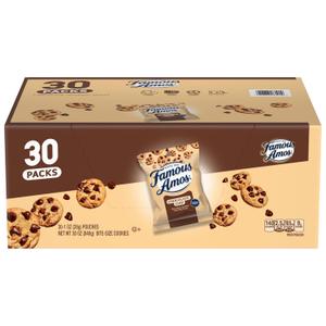 Famous Amos Original Recipe Chocolate Chip Bite-Size Cookies, 30 Pack Box, 30 oz (Medium), Best Before 03-15-2025 