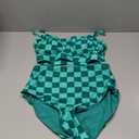 Herseas 2 Piece High Waisted Bikini Set for Women 2026 Spaghetti Straps Swim Top with Reversible Bottom Bathing Suit (Small, Green Checkerboard)