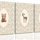 Vintage Woodland Animals Nursery Canvas Wall Art Cute Bunny Bear Deer Picture Wall Decor Country Poster Painting Print Neutral Artwork for Girls Room Kids Room Baby Room Bedroom Farmhouse Decortion, Size: 16"x24"
