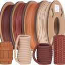 30% Real Wood Fiber 3D Printer Filament Bundle, 3 D PLA Printing Print Filament 1.75 mm, +/-0.03mm & 2.2 lbs, Walnut, Oak, Cherry, Teak, 250g X 4 Pack