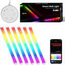 Smart LED Wall Lights, Music Sync Voice Control DIY RGB Light Bar with 16M+ Color & 44+ Scenes, Dimmable Home Decor Wi-Fi Wall Light for Gaming Room TV Bedroom (6 Lines)