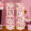 Sinmoe 8 Pcs 2026 Prom Graduation Boxes Decoration Photo Booth Border Lighting 12'' Column Standup with 2026 Prom Letters Graduation Props Backdrop Decor for Party Supplies(Pink)