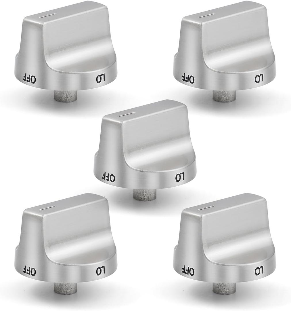 W11159630 Stove Knobs Replacement Parts for Whirlpool Oven Knob Stainless Steel Metal Gas Range Stove Top Knob 5 Burner WFG550S0HZ1 WFG525S0HS0 Cooktop Burner Control Knobs 5 Pcs