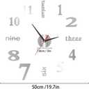 DIY Wall Clock Silent Frameless Wall Clocks Battery Operated 19.7 Inch Silver Acrylic Wall Clock Sticker Modern Wall Clocks for Living Room Kitchen Bedroom Office (M)