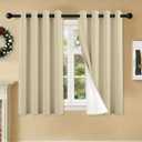 2 Panels 100% Blackout Curtains, Lightweight Thermal Insulated Grommet Drapes for Bedroom Living Room, Light Blocking Window Treatment, Pack of 2, 54x54 Inches, Beige