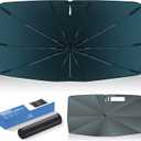 Autorder Windshield Sun Shade Umbrella for 2020-2025 2026 Tesla Model Y Accessories,Upgraded Ice Crystal Material,Easy Setup Umbrella Sunshade for Car Windshield,100% Sun Blocking
