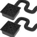 2 Pack Gutter Downspout Extensions,Catch Basin Low Profile Downspout Extender | No Deep Dig Catch Basin, Flexible Pipe Extension to 5.1ft, Protect House Foundation