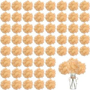 WEISPARK 100PCS Artificial Hydrangea Flowers, Fake Flowers Silk Hydrangea Full Flowers Heads with Stems for Wedding Home Party Shop Baby Shower Decor (Champagne)