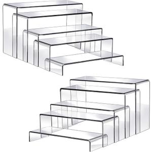 Fixwal 10pcs 2 Set Acrylic Risers for Display Clear Perfume Organizer Stands Acrylic Display Risers for Show Figures, Cupcake, Jewelry, Toys, Perfume and More (Large Size)