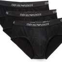 Emporio Armani mens Cotton Briefs , Small, Black