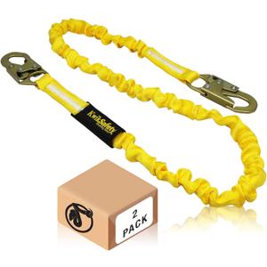 KwikSafety - Charlotte, NC - Rattler [2 Pack] Internal Shock Absorber Single Leg 6ft Safety Lanyard OSHA ANSI Fall Arrest Protection Equipment Snap Hooks Construction Arborist Roofing