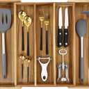 EcoFives Luxury Acacia Silverware Organizer -Kitchen Drawer Organizer - Utensil Holder and Cutlery Organizer with Grooved Drawer Dividers for Flatware and Kitchen Utensils (5 Slot)