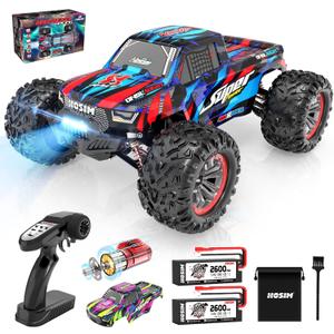 Hosim 1:10 68+ KMH Brushless RC Cars for Adults, High Speed Remote Control Car Boys, 4X4 All Terrains Waterproof Off Road Hobby Grade Large Fast Racing Buggy Toy Gift Monster Trucks (Blue+pink)