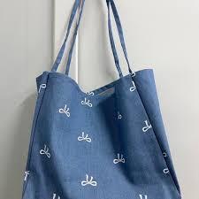 Women's Shoulder Bag Denim Tote Handbag Stylish Casual Blue for Commuting Dating Vacation