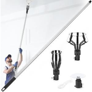 12FT Light Bulb Changer for High Ceilings, Light Bulb Changer with Baskets and Suction Cup, Light Bulb Removal Tool with Pole